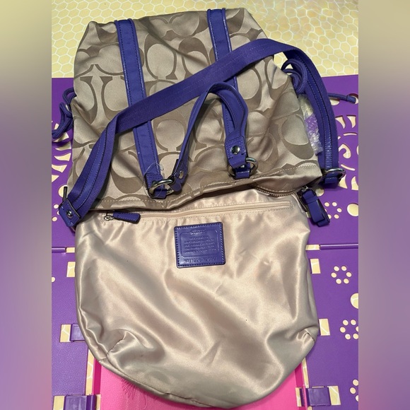 Coach Poppy Tan and Purple Shoulder Bag - Picture 9 of 16